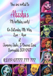 Packs of 10/20/30/40 Personalised New Generation Monster High Invitations - Picture 1 of 9