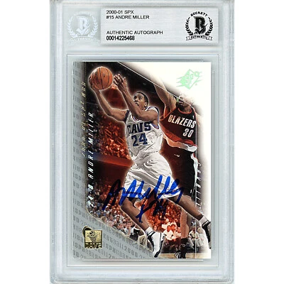 Andre Miller Signed 2000-01 UD SPX #15 Card AUTO Beckett BAS Slabbed Cavaliers - Image 1 of 4