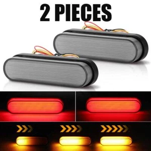 Luces de freno traseras LED ovaladas rojas/ámbar para remolque de camión 2 piezas 4" DRL que fluyen - Imagen 1 de 12