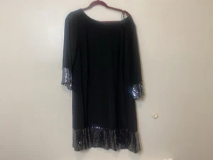 Abito donna con paillettes Eliza J. Nero. Taglia 18W. Nuovo con etichetta. - Foto 1 di 7