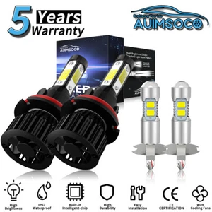 LED Car Light Lamps Hi/Lo Fog Bulbs 4x 9004+H3 For Mercedes-Benz 190D 1987-1989 - Picture 1 of 14