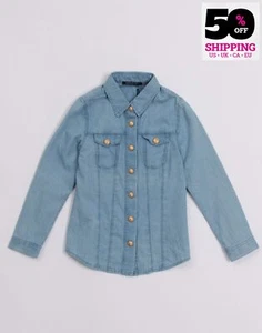 RRP€380 BALMAIN Kids Denim Shirt Size 6Y Blue Made in Italy - Picture 1 of 3