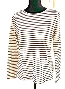 Talbots Women's Size S Long Sleeve White Striped Boat Neck Sweater - Picture 1 of 12