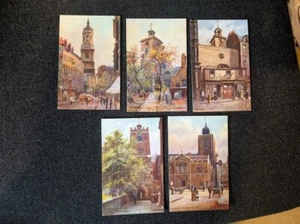 vintage postcard tuck oilette 5 london churches charles e flower artist - Picture 1 of 2