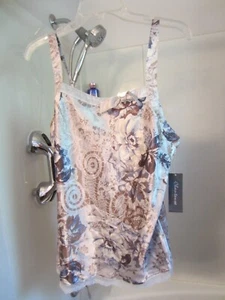 NWT women's sleeveless PJ top Chanteuse Intimates Size L blue/gray/floral - Picture 1 of 14