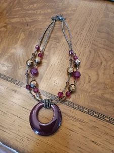 Lia Sophia Cinnabar Crimson Red Pendant Necklace Micro Beads Gy1 - Picture 1 of 6