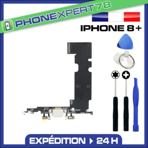 NAPPE DOCK CONNECTEUR DE CHARGE + MICRO POUR IPHONE 8 PLUS BLANC + KIT OUTILS - Photo 1 sur 1