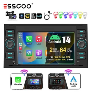 Autoradio CarPlay Android 14 2+64G Für Ford Focus Transit MK7 Kuga S-Max GPS KAM - Bild 1 von 15