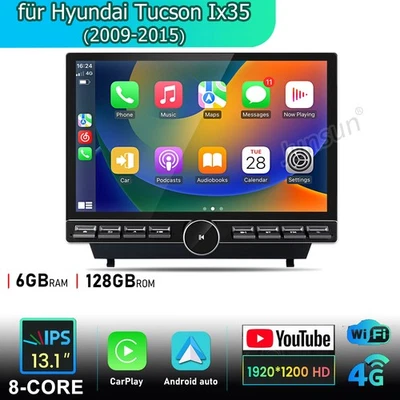 13.1'' Android 14 Autoradio GPS Navi BT 6+128G Für Hyundai IX35 Tucson 09-2015 - Bild 1 von 4