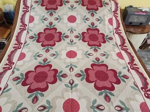 Vintage Quilting Cotton Floral Cheater Quilt Fabric 1992 Marti Michell Daisy 5 Y - Picture 1 of 5