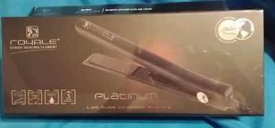 ROYALE Genius  1.25" CERAMIC PLATE FLAT IRON HAIR STRAIGHTENER SEALED NIB BLACK - Image 1 of 4