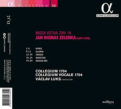 Missa Votiva ZWV 18 by COLLEGIUM 1704; VACLAV LUKS [Audio CD] - Image 1 of 2