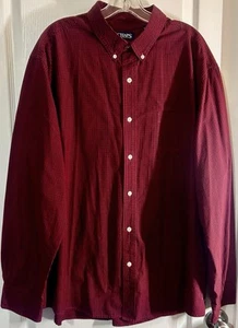 CHAPS Men’s Big & Tall 2XLT Long Sleeve Red Black Check Button Down Dress Shirt - Picture 1 of 4