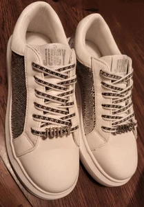 Juicy Couture Women's Della Platform White Sneakers With Silver Shimmer Accent - Picture 1 of 14