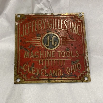 De colección Jeffery-Gilles Inc Máquinas Herramientas Cleveland OH Etiqueta de Latón Agente Hendey Foto 1 de 4