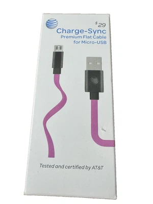 AT&T Charge-Sync Micro USB Cable Flat 4' - Pink - Image 1 of 2