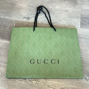 Gucci Empty Paper Gift Bag Shopping Tote Textured Green Large 19in*14in*6.75in - Picture 1 of 11