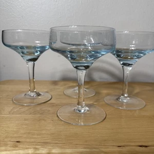 Vintage Sasaki Harmony Aqua 4er Set Champagner/hohe Sherbet Gläser - Bild 1 von 6