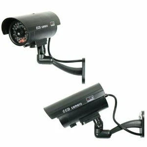 2 Pack IR Bullet Fake Dummy Surveillance Security Camera with Record Light-Black - Picture 1 of 5