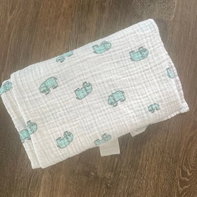 Manta de muselina elefante azul aguamarina Aden Anais Lovey Baby Foto 1 de 3