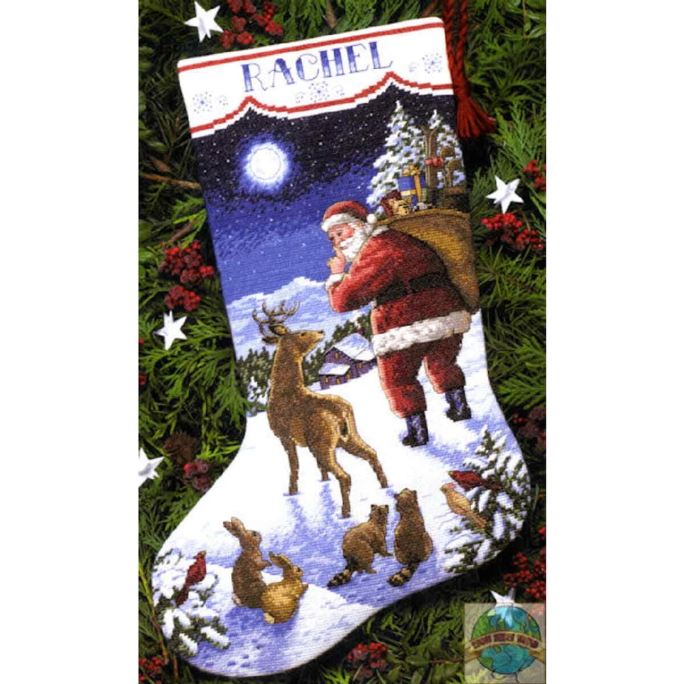 Dimensions Kreuzstich Stickpackung "Weihnachtsstrumpf Weihnachtsmann-Ankunft", Z - Bild 1 von 1