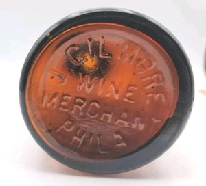 antique bottles pre 1900 amber  wine merchant Phila J. Gilmore rare taper top - Picture 1 of 3