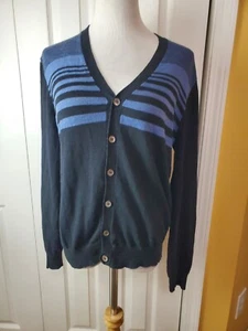 Barney's New York Strickjacke mit Knopfleiste gestreift Größe Medium V-Ausschnitt schwarz - Bild 1 von 9