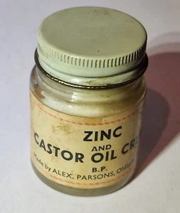 Vintage Alex Parsons Zinc & Castor Oil Cream In Glass Jar - VGC - Unused (#787) - Picture 1 of 5