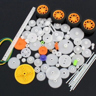 82PCS Plastic Worm Crown Gear Motor Wheel Gearbox Robot Pully Toy Model DIY Accs