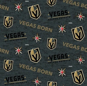 16"L x 45"W NHL Hockey Las Vegas Golden Knights Vegas Born Cotton Fabric - Picture 1 of 1