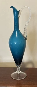 Vintage Empoli Italy Art Glass Tall  Turquoise Vase...16" Tall - Picture 1 of 9