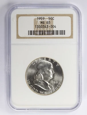 1959 Franklin Half Dollar 50C NGC MS65 - Image 1 of 4