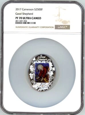 Good Shepherd 2017 Cameroon 2500F Silver Coin NGC PF 70 UC - Image 1 of 4