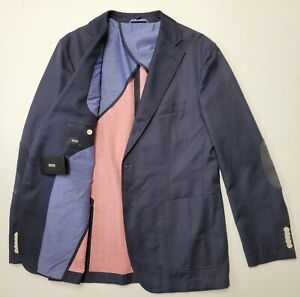 HUGO BOSS SELECTION 42R Navy Blue Leigh 1 Cotton Wool Men's Sport Coat NWT $1295
