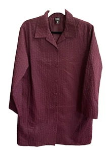 Abrigo Chaqueta Palangre Eileen Fisher Acolchado Mezcla de Algodón Botones Púrpura Talla M - Imagen 1 de 10