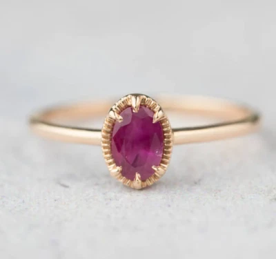 Natural Ruby Gemstone Ring 10k Solid Gold Ring Statement Ring Size Available - Image 1 of 4