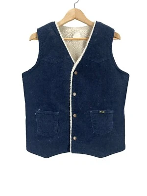 Chaleco Western Vintage Wrangler Pana Sherpa Forrado Azul Oscuro S/M Foto 1 de 4