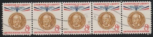 US 1961 SC# 1175 - Champion of Liberty Issue - Strip of 5 Stamps Used Lot # 193 - Picture 1 of 2