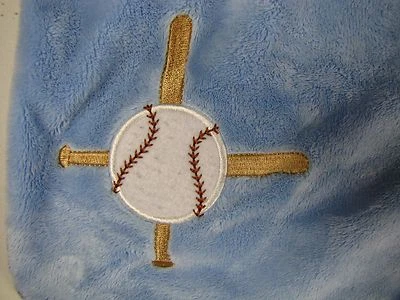 Manta de bebé Cocalo azul apliques de béisbol niño encuadernación a cuadros 32 x 27 BONITA Foto 1 de 4