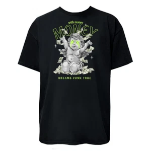 Black With Money Dreams Come True T-Shirt - Neon Angel Streetwear Tee Unisex - Bild 1 von 2