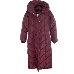 Steve Madden Merlot Abrigo Largo Puffer Sintético Capucha Extraíble Para Mujer XS NUEVO - Imagen 1 de 13