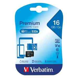 Verbatim Micro SDHC Class 10 16GB Memory Card 44010 SD Card 16GB gig