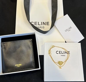 Pulseras Celine Corazón Doble Capa Logo Tono Dorado - Imagen 1 de 5
