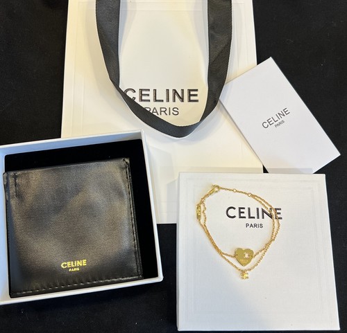 Bracciali Celine Cuore Doppio Strato Logo Tono Oro