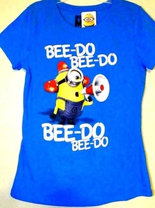 Despicable Me Minion T Shirt One Eye Stuart Fireman Kids Girls Top Tee Shirt Blu - Picture 1 of 2