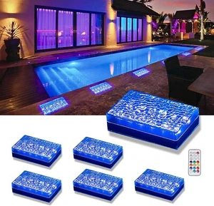 Solar Paver Color Changing Lights, 6x9 Recessed Brick Light, IP67 (6pack) - Picture 1 of 7