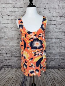 J Crew A7488 Hibiscus Floral Twist Back Racerback Silk Tank Top Size 2 - Picture 1 of 12