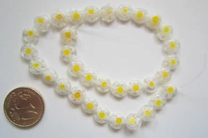 Perlas círculo cristal milflores 8 mm X 33 UNIDADES transpare amarillo abalorios - Photo 1/4