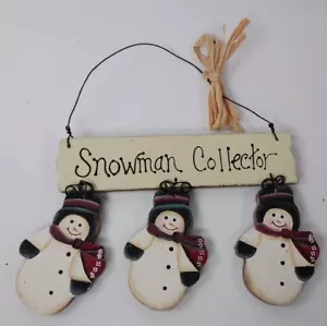Schneemann Sammler hängend Land Holz Urlaub Weihnachtsschmuck Metall Aufhänger - Bild 1 von 4