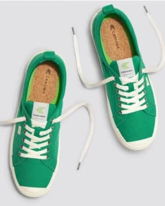 Cariuma Green Canvas Cork Heel - OCA Low Top Sneakers W 8/ M 6.5 NIB - Picture 1 of 10